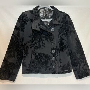 Desigual Baroque Floral Button Front Short Jacket Printed Lining Women’s Heavy